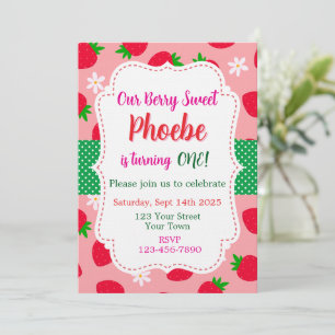 Invitation pour un premier anniversaire Strawberry