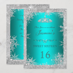 Invitation pour un Sweet 16 turquoise Silver Winte
