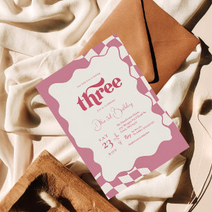Invitation pour un troisième anniversaire rétro gr