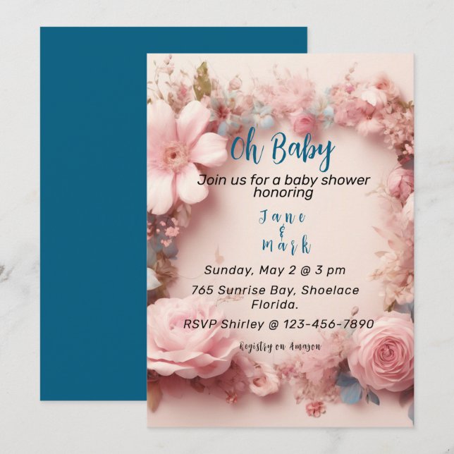 Invitation pour une baby shower (Devant / Derrière)