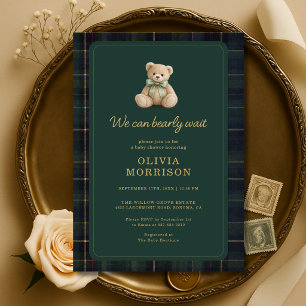 Invitation pour une Baby Shower à carreaux tartan