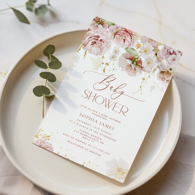 Invitation pour une baby shower avec des fleurs de (Créateur téléchargé)