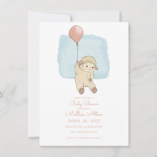 Invitation pour une Baby Shower avec un agneau flo