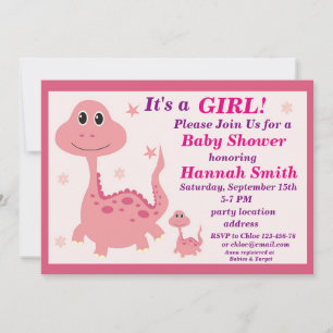 Invitation pour une baby shower avec un dinosaure