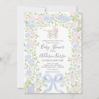 Invitation pour une baby shower avec un landau gra