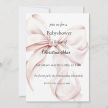 Invitation pour une baby shower avec un nœud