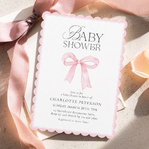 Invitation pour une Baby Shower avec un Nœud Rose