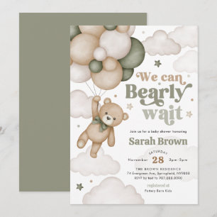 Invitation pour une Baby Shower avec un Ours Vert