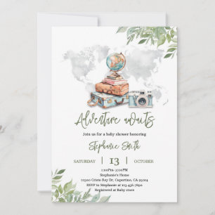 Invitation pour une baby shower de voyage aventure