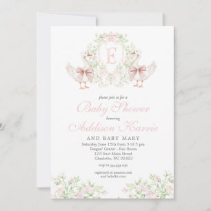 Invitation pour une Baby Shower Fille Canard Fou P
