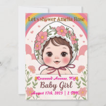 Invitation pour une Baby Shower Fille Rose
