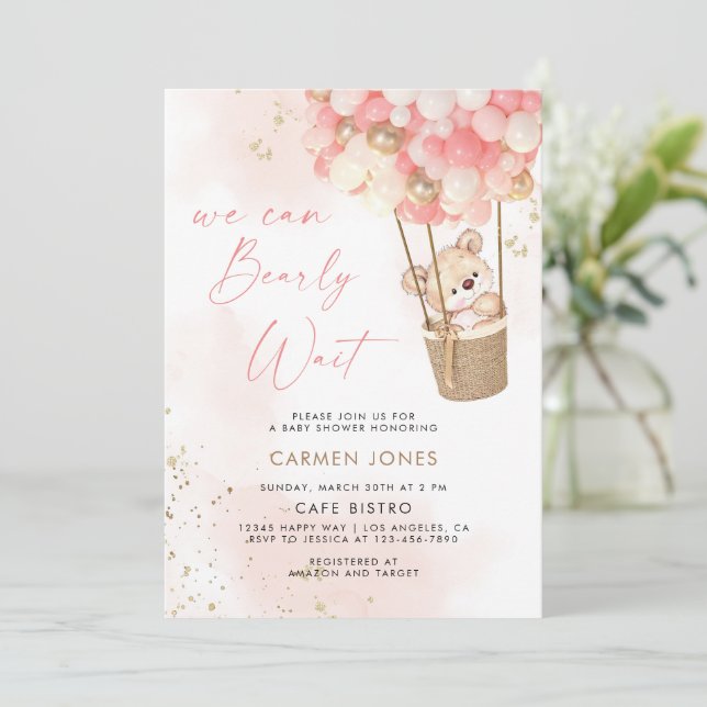 Invitation pour une Baby Shower Ours en Peluche Ro (Debout devant)