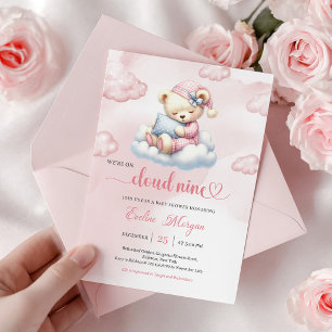 Invitation pour une Baby Shower Ourson Câlin Thème