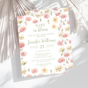 Invitation pour une baby shower rose pastel pour b