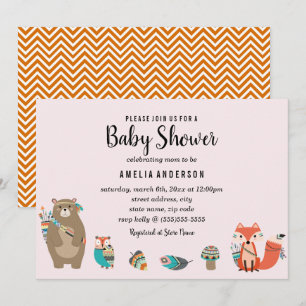 Invitation pour une Baby Shower Tribale Douce