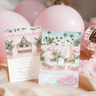Invitation pour une fête au bord de la piscine ros