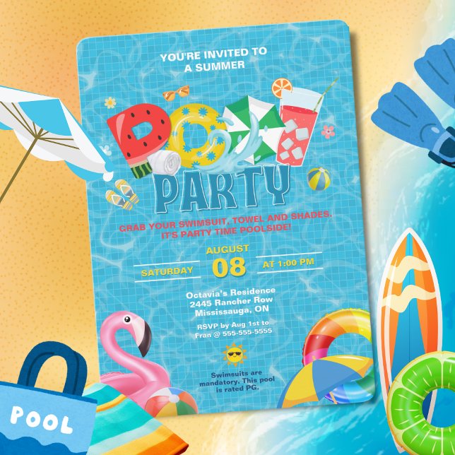 Invitation pour une fête au bord de la piscine Spl (Pool Party Invitation -  Splish Splash!)