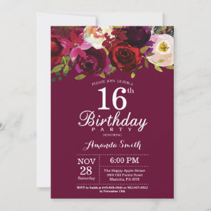 Invitation pour une fête d'anniversaire 16 ans sur