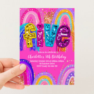 Invitation pour une fête d'anniversaire arc-en-cie