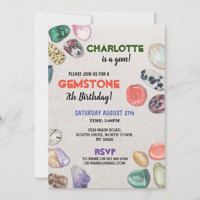 Invitation pour une fête d'anniversaire aux pierre (Devant)