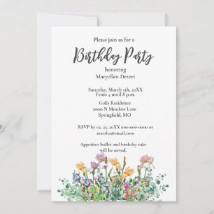 Invitation pour une fête d'anniversaire avec iris 