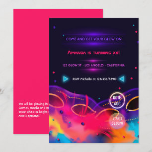 Invitation pour une fête d'anniversaire avec néon
