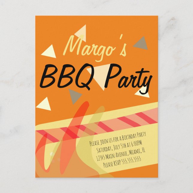 Invitation pour une fête d'anniversaire BBQ Cookou (Devant)