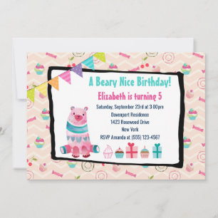 Invitation pour une fête d'anniversaire Beary Nice