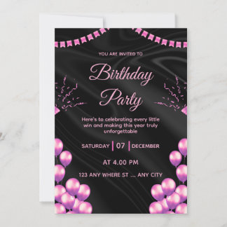 Invitation pour une fête d'anniversaire Black Pink