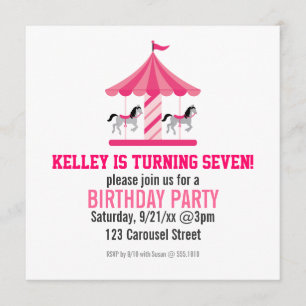 Invitation pour une fête d'anniversaire Carrousel 