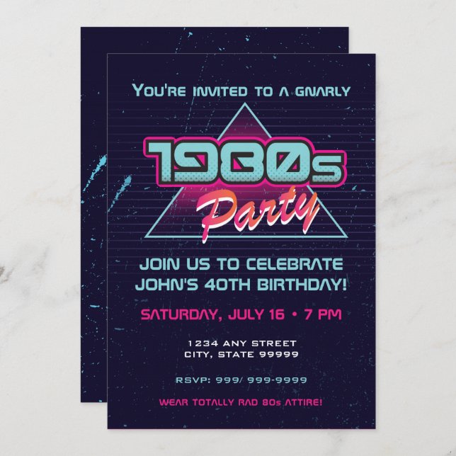 Invitation pour une fête d'anniversaire complèteme (Devant / Derrière)