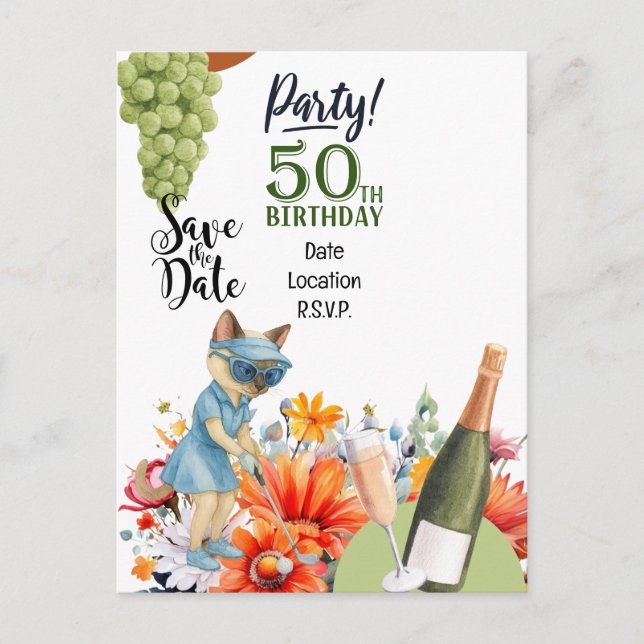 Invitation pour une fête d'anniversaire de 50 ans  (Devant)