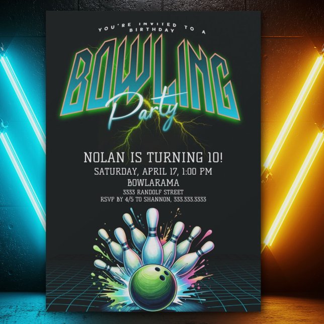 Invitation pour une fête d'anniversaire de bowling (Créateur téléchargé)