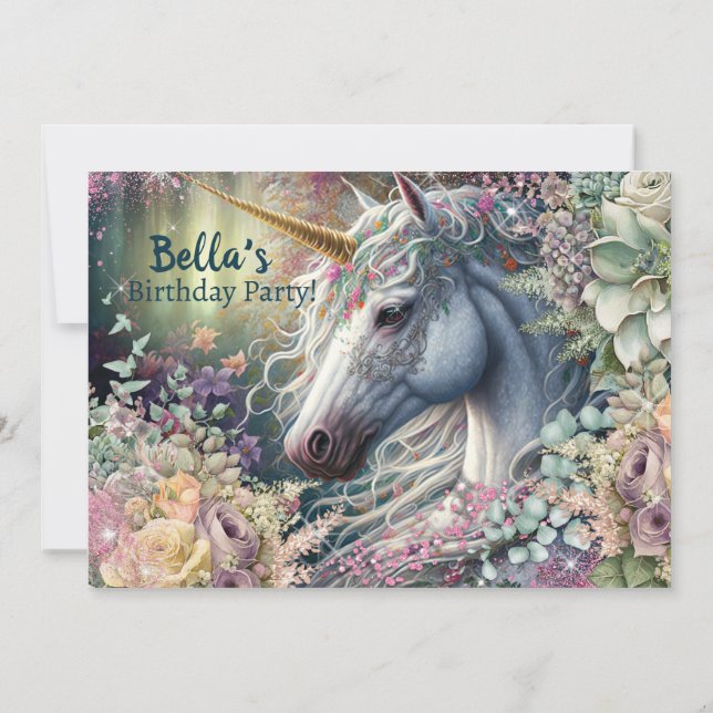 Invitation pour une fête d'anniversaire de licorne (Dos)