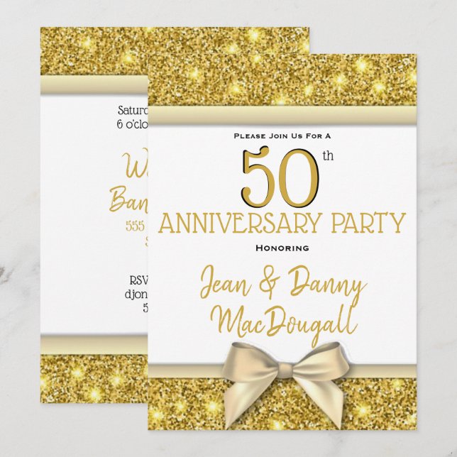 Invitation pour une fête d'anniversaire de mariage (Devant / Derrière)