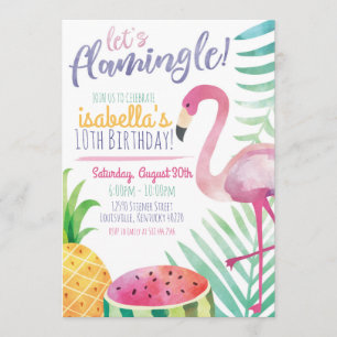 Invitation pour une fête d'anniversaire Flamingle 