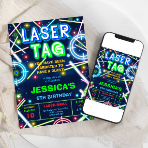 Invitation pour une fête d'anniversaire Laser Tag 
