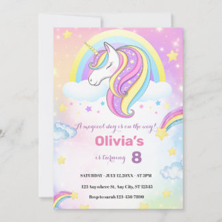 invitation pour une fête d'anniversaire licorne ma