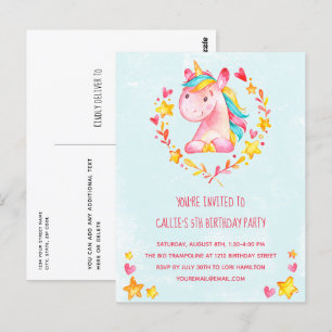 Invitation pour une fête d'anniversaire licorne ro