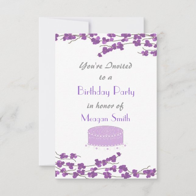 Invitation pour une fête d'anniversaire Purple Blo (Devant)