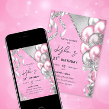 Invitation pour une fête d'anniversaire rose et ar
