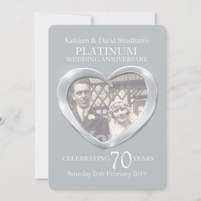 Invitation pour une fête de 70 ans de mariage au c (Devant)