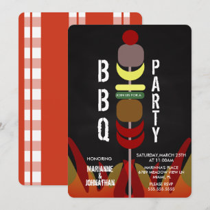 Invitation pour une fête de barbecue avec brochett