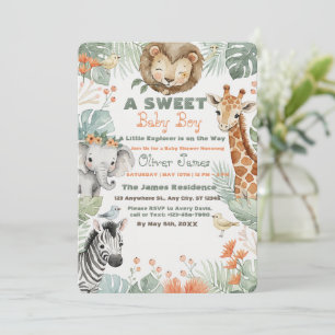 Invitation pour une Fête de Bébé Garçon Safari Tro
