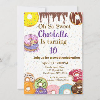 Invitation pour une fête de donuts Oh So Sweet