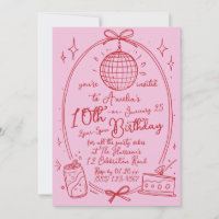 Invitation pour une fête de fille pour ses 10 ans,