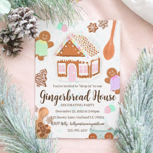 Invitation pour une fête de maison en pain d'épice