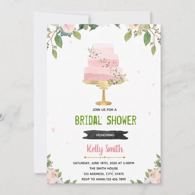 Invitation pour une fête de mariage gâteau d'amour (Devant)