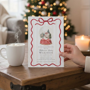 Invitation pour une fête de Noël avec boule à neig