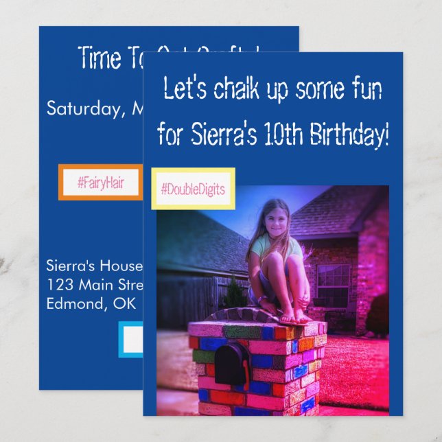 Invitation pour une fête de peinture à la craie cr (Devant / Derrière)